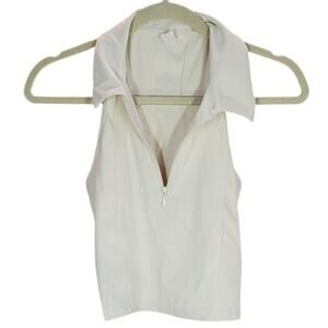 PowerSoft White Zip Racerback Crop Tank Medium